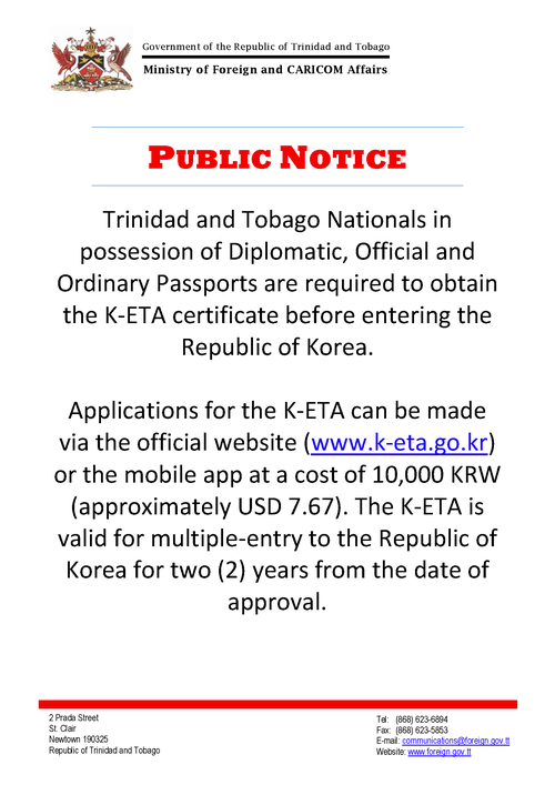 Public Notice - Korea Visa-Free entry scheme - 21-07-2022